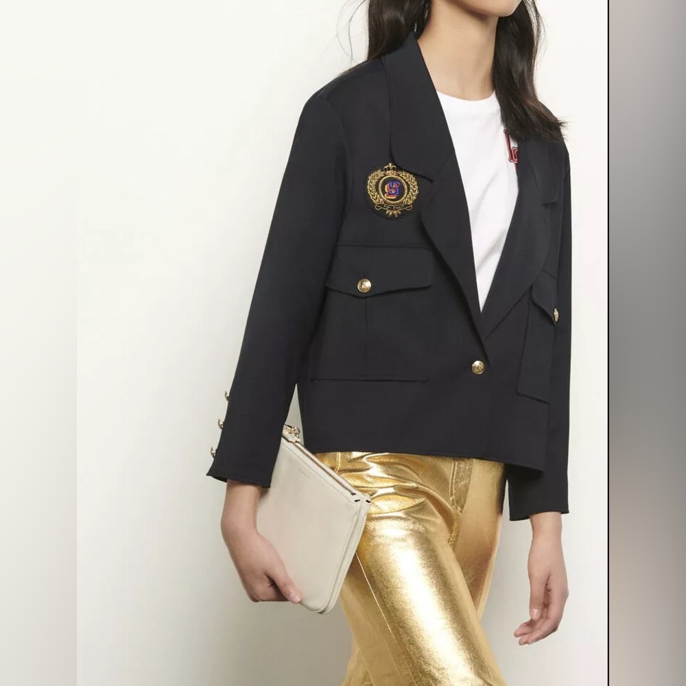 NWT Sandro Short Tailored Jacket With Patch